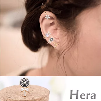 【Hera】赫拉 兔兔棒棒糖蝴蝶結小花無耳洞耳環/耳扣/耳骨夾-單顆-(棒棒糖)