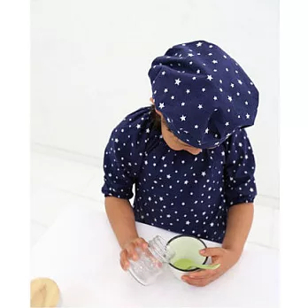 [Mamae] 出口韓國 (圍裙+頭巾) 韓國 中童(5~7歲)星星圖案畫畫衣 圍裙 罩衣藍色