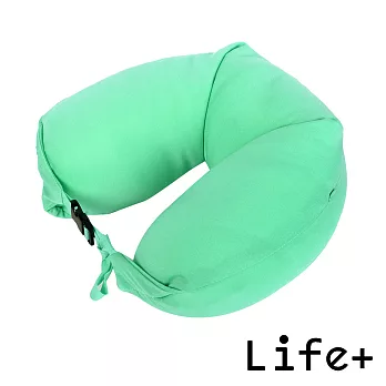 【Life Plus】輕時尚U型護頸靠枕.旅行枕 (粉綠素面)