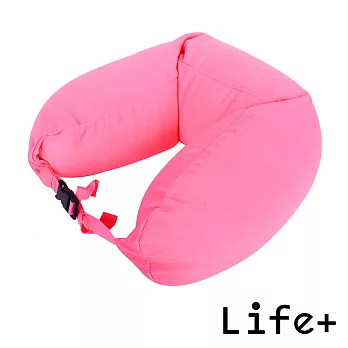 【Life Plus】輕時尚U型護頸靠枕.旅行枕 (粉紅素面)