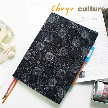 珠友 A5/25K 可調式棉麻布書衣/書套/手帳衣A08火花/黑