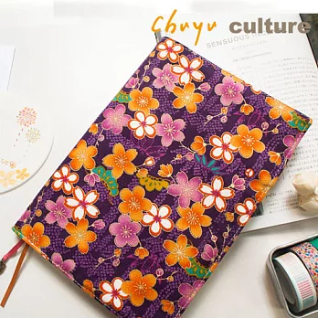 珠友 A5/25K 可調式棉麻布書衣/書套/手帳衣A10繽紛/紫