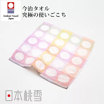 日本桃雪【今治格紋紗布方巾】-粉黃色