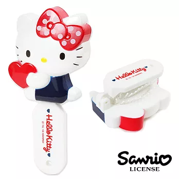 【日本進口正版】三麗鷗 Hello Kitty 造型折疊梳 附鏡子