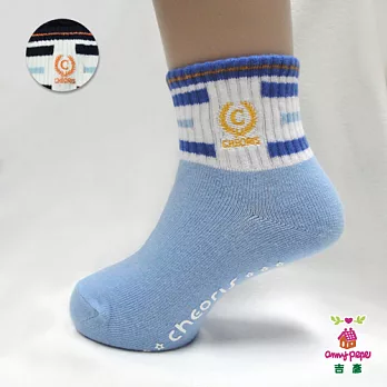 【anny pepe】兒童條紋LOGO短襪17藍