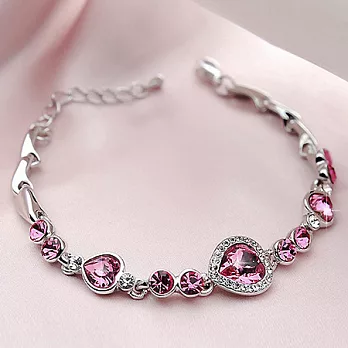 AmaZing 心心相念-歐美風繽紛嫩粉水晶手鍊 (3色可選)玫紅