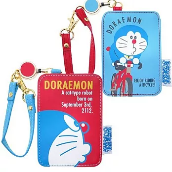 【日本進口正版】哆啦a夢 皮質彈力票夾 小叮噹 DORAEMON -紅色