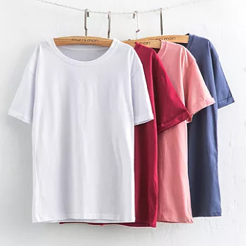 【morrii mori】基本款交叉縫線棉T-F粉色