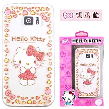 【Hello Kitty】Samsung Galaxy S7 edge 5.5吋 立體彩繪透明保護軟套害羞