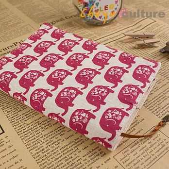 珠友限定版 A6/50K 可調式棉麻布書衣/書皮/書套A小象/紅