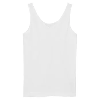 [MUJI無印良品]女有機棉混彈性無側縫坦克背心M白色