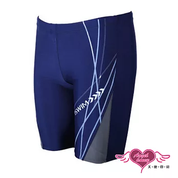 【天使霓裳】泳褲 海灘潮流 運動流線平口四角泳褲(深藍2L~3L)2XL深藍
