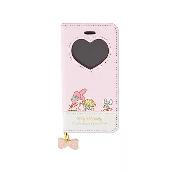 《Sanrio》美樂蒂iPhone6/6S愛心造型開窗PU皮革折式保護套