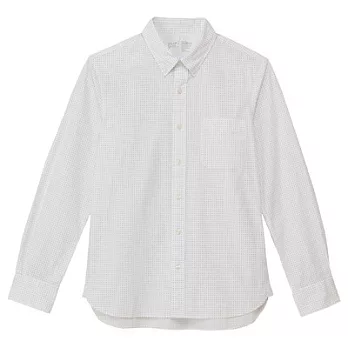 [MUJI無印良品]男有機棉平織布水玉扣領襯衫M白色