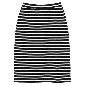 [MUJI無印良品]女有機棉粗織裙M黑橫紋