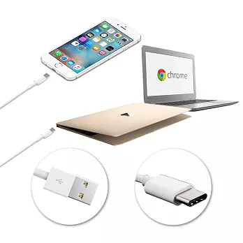 Metal-Slim 最新Type-C USB 高速傳輸充電線（1米長）白