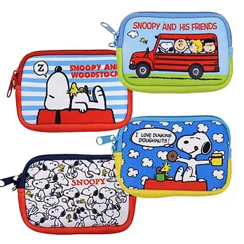 【日本進口正版】史努比 SNOOPY 防震 零錢包/卡片包/收納包 PEANUTS -校車款