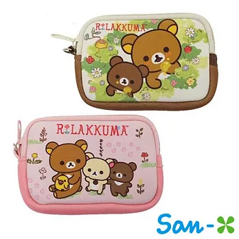 【日本進口正版】San-X 拉拉熊 防震 零錢包/卡片包/收納包 Rilakkuma -米黃款