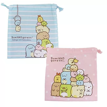 【日本進口正版】San-X 角落生物/角落公仔 束口袋/收納袋 -粉紅款