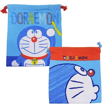 【日本進口正版】哆啦A夢 束口袋/收納袋 小叮噹 DORAEMON -側臉款