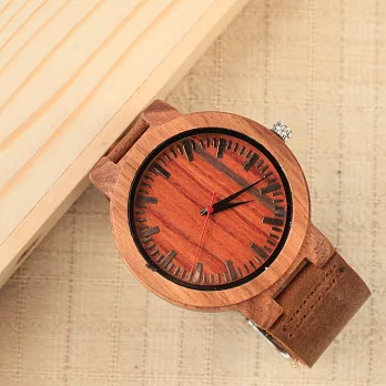大森竹子真皮木框錶‧木質斑馬紋錶面