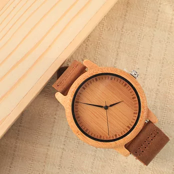 大森竹子真皮竹框錶‧原色刻度錶面