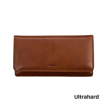 Ultrahard 手工皮革磁扣長夾(棕)