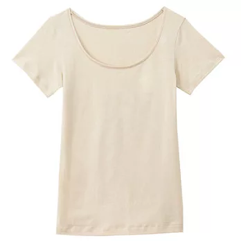 [MUJI無印良品]女棉混吸濕發熱保暖短袖衫M粉米