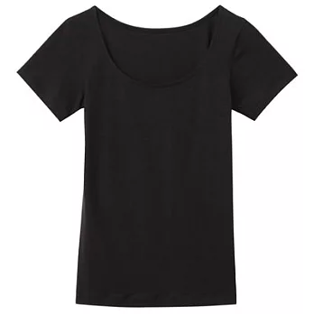 [MUJI無印良品]女棉混吸濕發熱保暖短袖衫S黑色