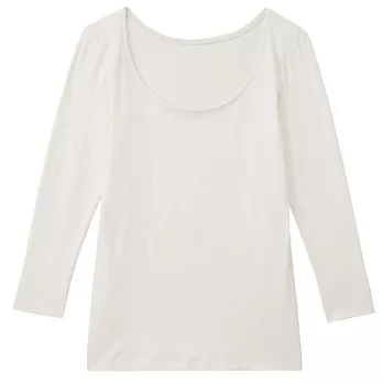 [MUJI無印良品]女棉混吸濕發熱保暖八分袖衫S柔白