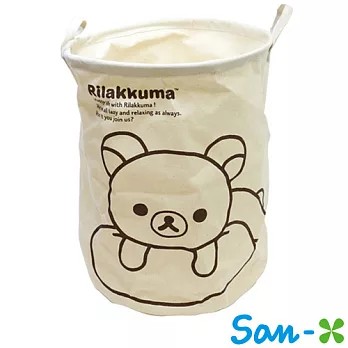 【日本進口正版】San-X 懶懶熊 帆布 摺疊 收納籃/洗衣籃/髒衣籃/收納袋 拉拉熊 Rilakkuma