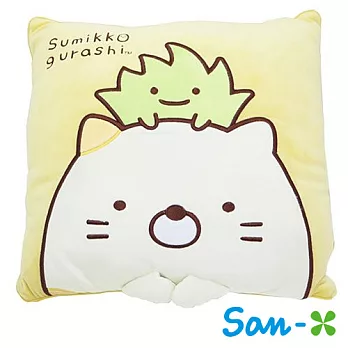 【日本進口正版】San-X 角落生物 立體小手造型 絨面 方型抱枕/靠枕/午安枕 -小貓款