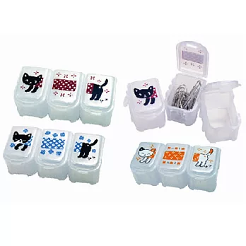 【日本製！】貓咪拼盤 ~三格可拆式小物收納盒/藥盒【三色選！】黃小花