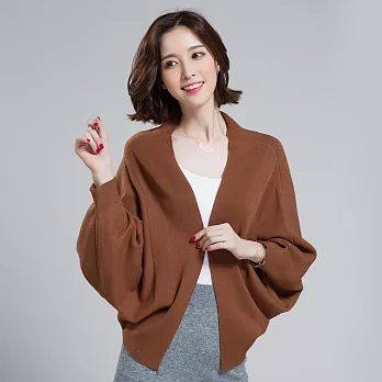 羊毛針織短版蝙蝠袖外套斗篷披肩毛衣F咖駝