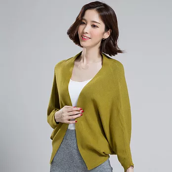 羊毛針織短版蝙蝠袖外套斗篷披肩毛衣F芥黃