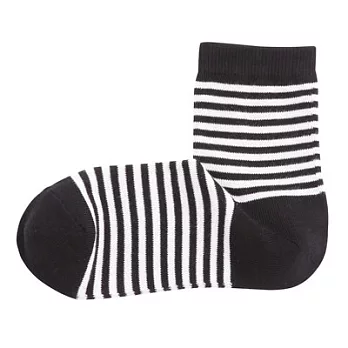 [MUJI無印良品]女有機棉混橫紋直角短襪黑色23~25cm黑色
