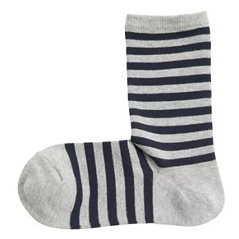 [MUJI無印良品]女有機棉機混寬橫紋直角襪灰色23~25cm灰色