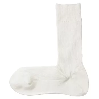 [MUJI無印良品]男祕魯棉混螺紋直角襪柔白26~28cm柔白
