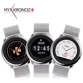 MyKRONOZ ZeRound Premium 觸控通訊米蘭腕錶-銀白銀白