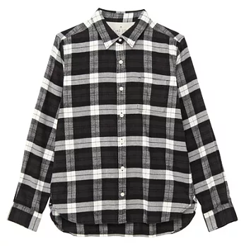 [MUJI無印良品]女有機棉法蘭絨格紋襯衫S深灰