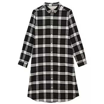 [MUJI無印良品]女有機棉法蘭絨格紋洋裝S深灰