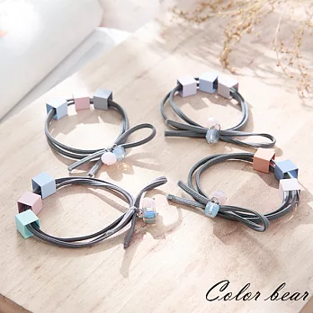 【卡樂熊】幾何三色方塊造型雙圈髮束-隨機不挑色