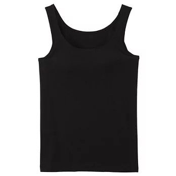 [MUJI無印良品]女棉混吸濕發熱保暖有杯坦克背心M黑色