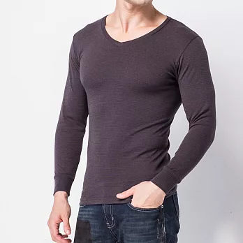 【MORINO摩力諾】發熱長袖V領衫M灰色