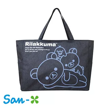 【日本進口正版】San-X 懶懶熊 牛仔風 超大 手提袋/肩揹袋 拉拉熊 Rilakkuma