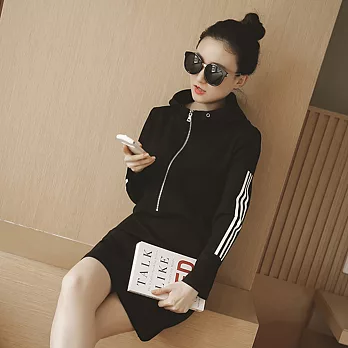 【Under more】側邊線條連帽長版上衣610230002F黑