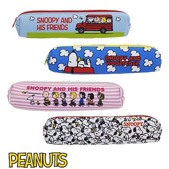 【日本進口正版】Snoopy 史努比 長型 防震 筆袋/化妝包/收納包 (小) PEANUTS -校車巴士款