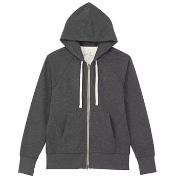 [MUJI無印良品]男有機棉節紗裏毛雙拉鍊連帽外套M墨灰