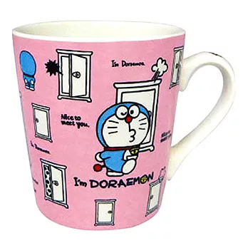 【日本進口正版】哆啦a夢 握柄陶瓷 馬克杯 DORAEMON -粉紅款