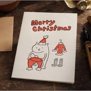 【tegami】手作活版印刷聖誕卡_聖誕貓咪